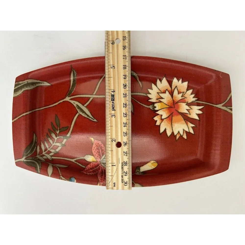 6 Plates Match Mates International Laminations Floral Red Luncheon Fancy Picnic - Picture 6 of 13